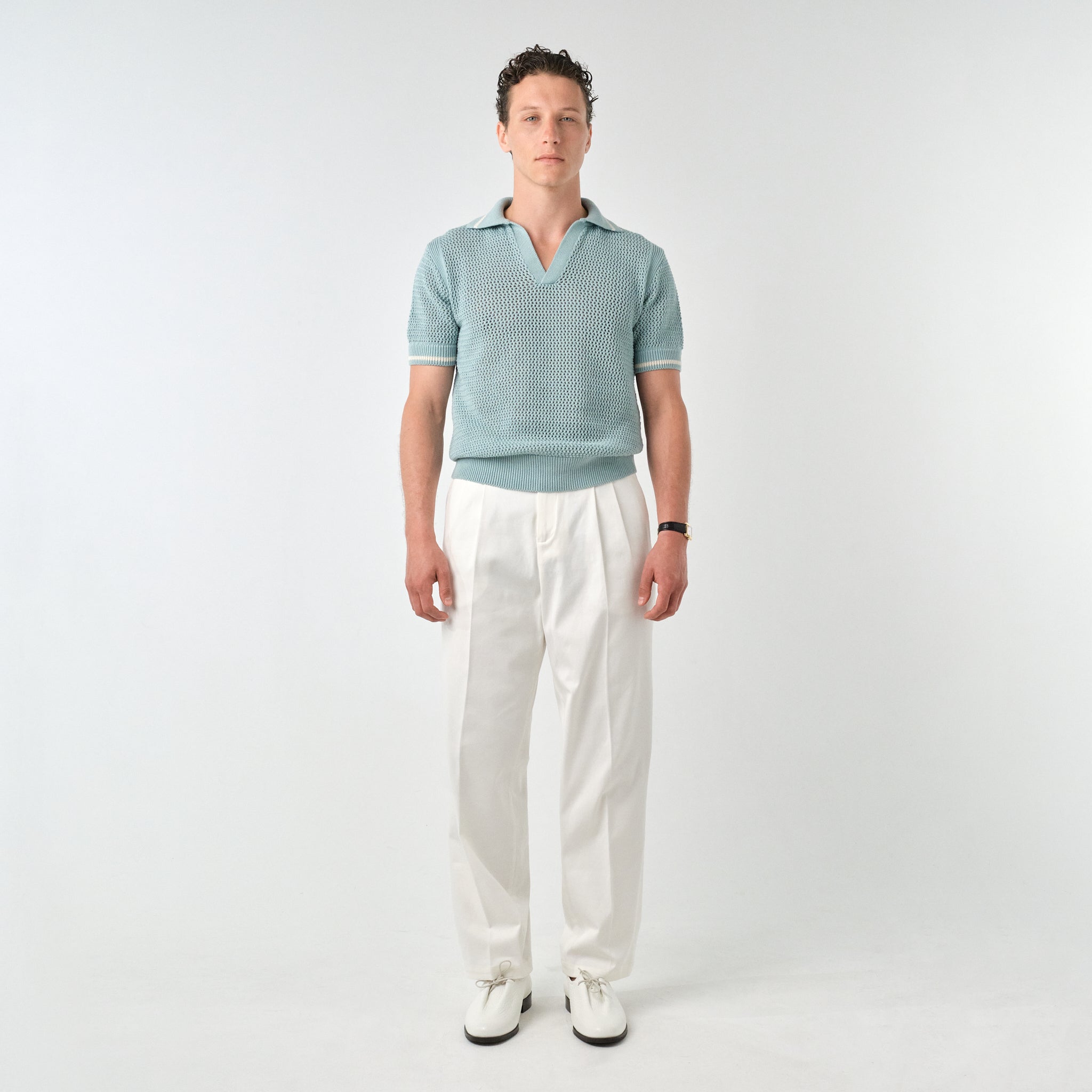 Le Polo Raffia aqua