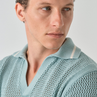 Le Polo Raffia aqua