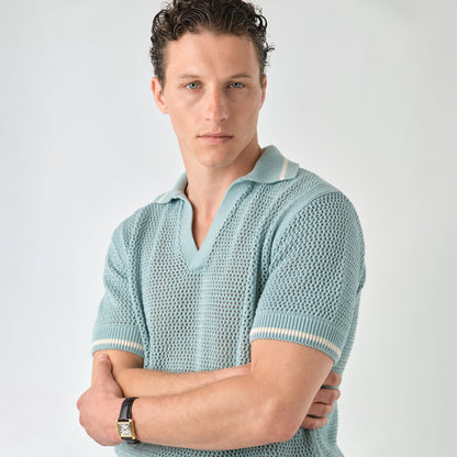 Le Polo Raffia aqua