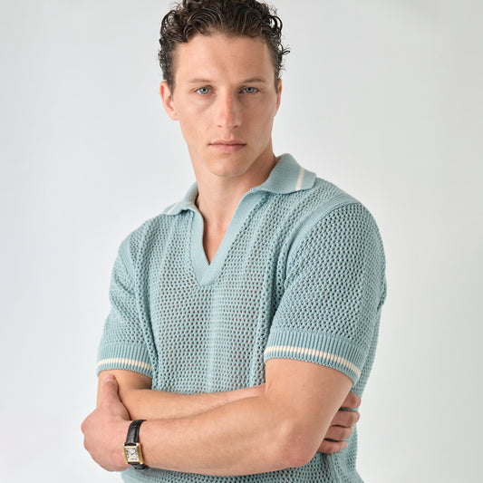 Le Polo Raffia aqua